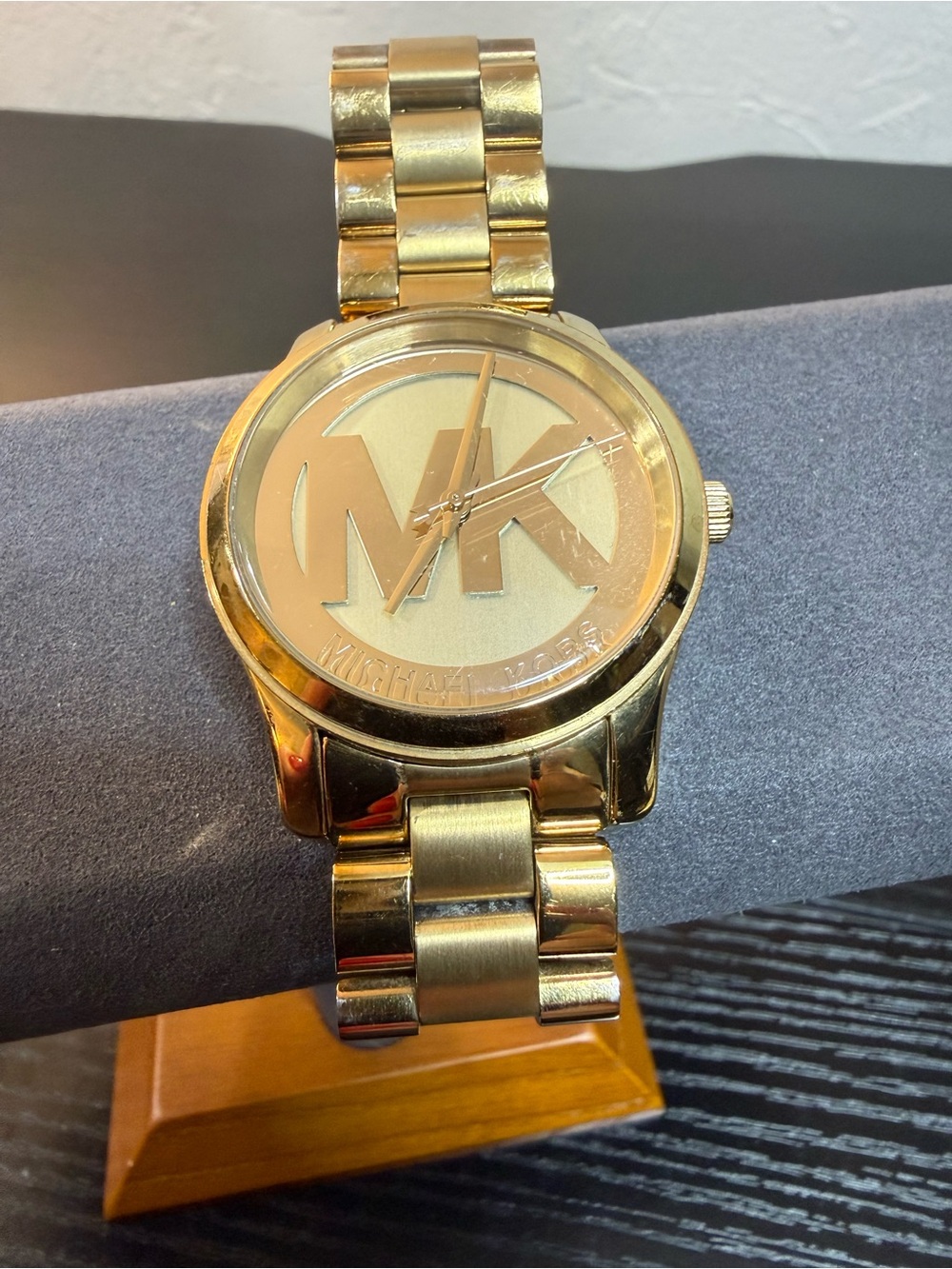 Michael Kors MK5786 Runway Gold Tone Oversized Logo Dial Women’s Watch 38mm